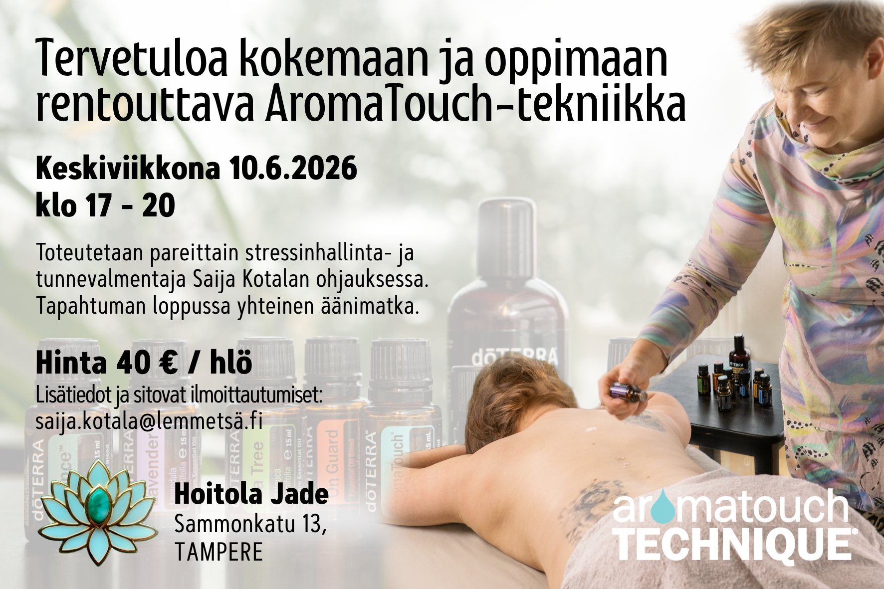 AromaTouch-tapahtuma ja äänimatka Hoitola Jadella 10.6.-26