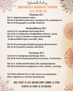Teiskon kesäpäivien ohjelma