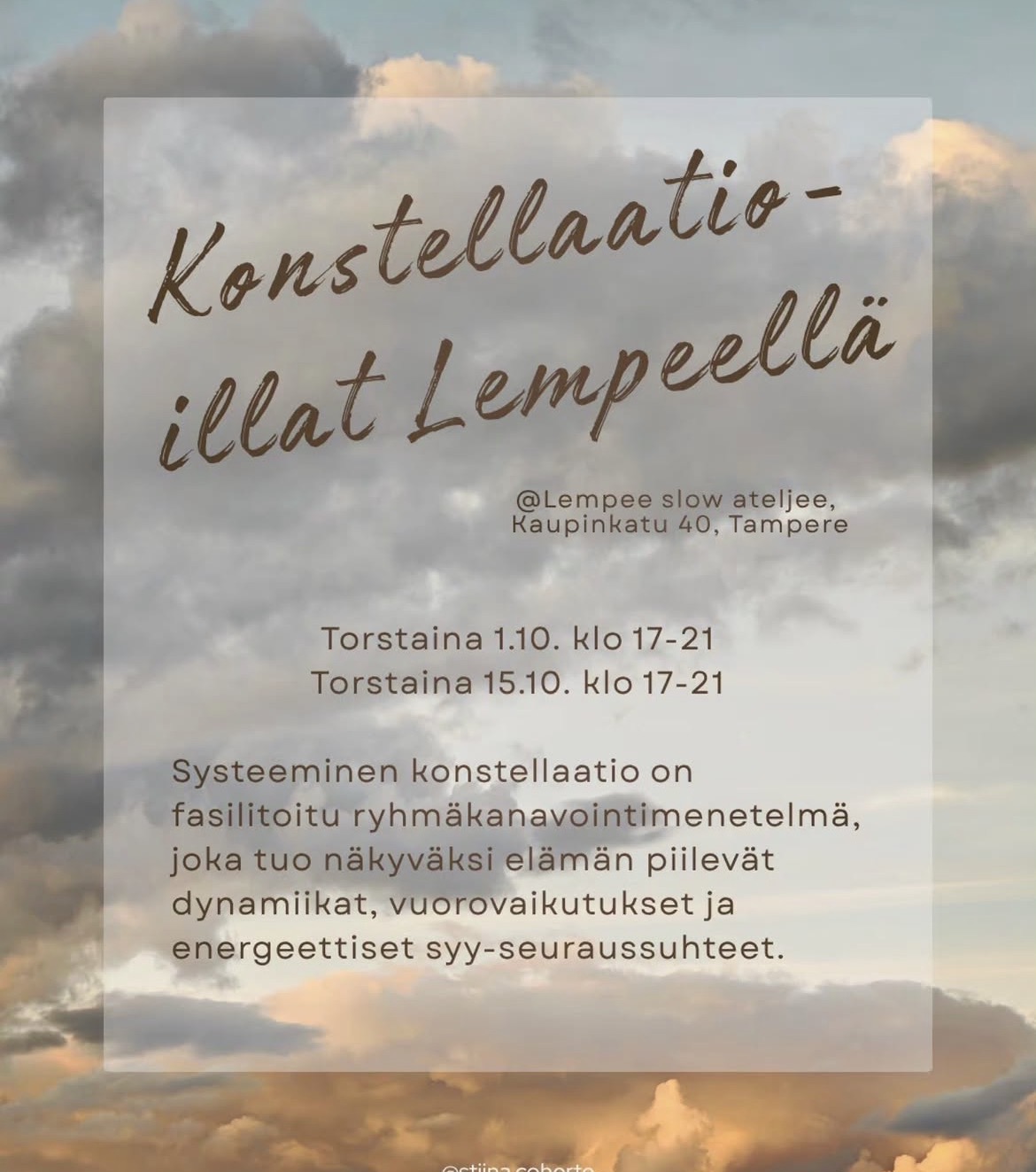 @stiina.coherte konstellaatioillat LEMPEEllä