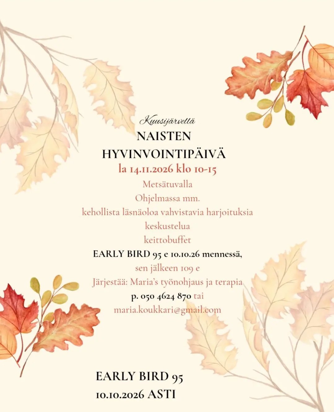 Hyvinvointipäivä naisille Vantaalla Kuusijärvellä